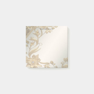 Golden Wavy Leaves Floral Post it Notes
