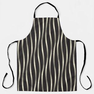 Golden wavy stripes, luxury texture apron