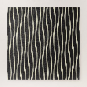 Golden wavy stripes, luxury texture jigsaw puzzle