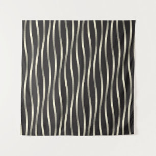 Golden wavy stripes, luxury texture tapestry