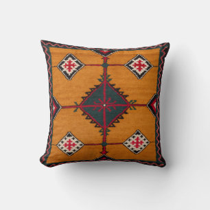Golden Weaves" Turkish Kilim Pillows: Decorative Cushion