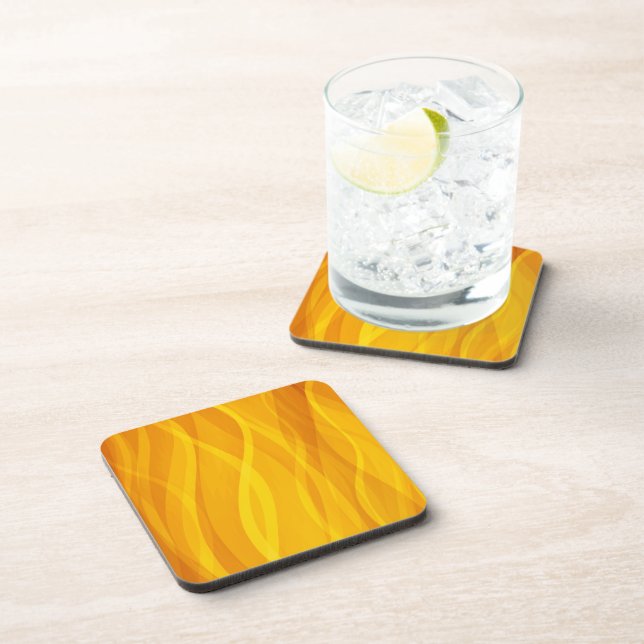 Golden weaving waves set of 6 yellow coasters (Right Side)