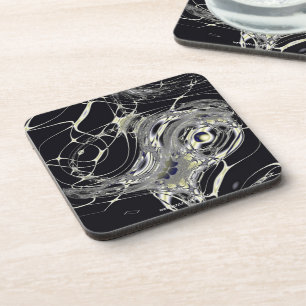 Golden Web Abstract Fractal Art Coaster