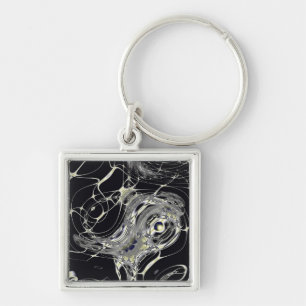 Golden Web Abstract Fractal Art Key Ring