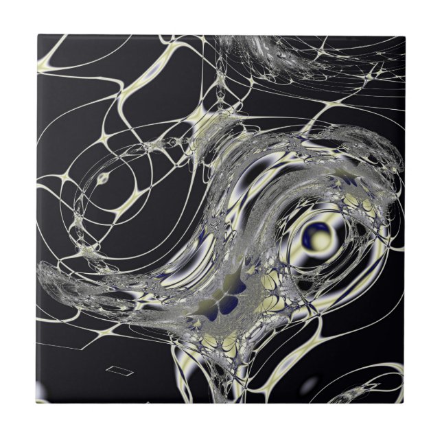 Golden Web Abstract Fractal Art Tile (Front)