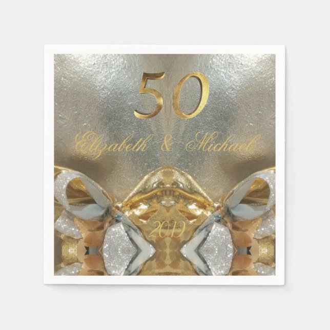 Golden Wedding 50th Anniversary Elegant Faux Gold Napkin (Front)