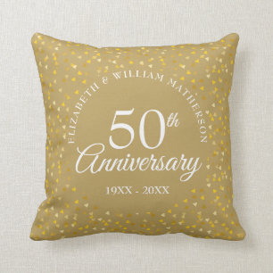 Golden Wedding 50th Anniversary Love Hearts Cushion
