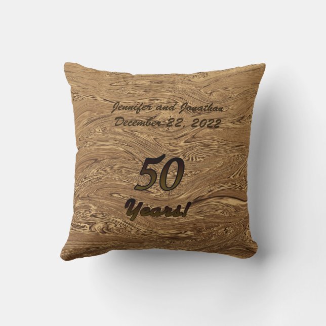 Golden Wedding 50th Anniversary, Name,  Square Cushion (Back)