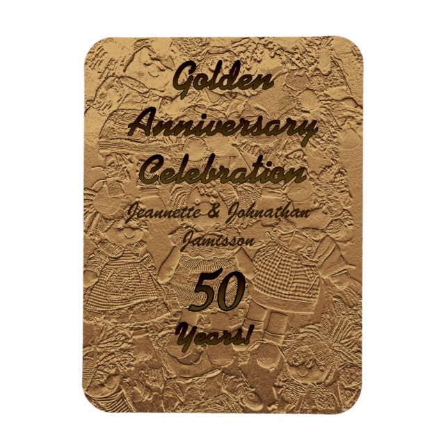 Golden Wedding 50th Anniversary Party Rag Dolls Magnet (Vertical)