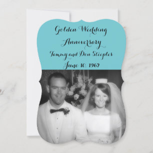 Golden Wedding Anniversary #3 Colour 6DC5D0 Invitation