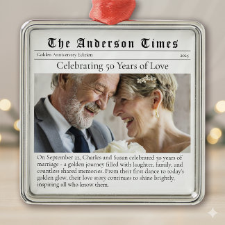 Golden Wedding Anniversary 50 Years Married Photo Metal Tree Decoration