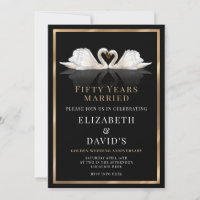 Golden Wedding Anniversary - 50 Years Swan Design