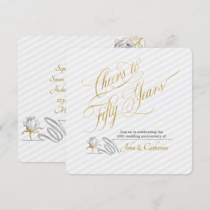 Golden Wedding Anniversary 50th Years Stripes Invitation