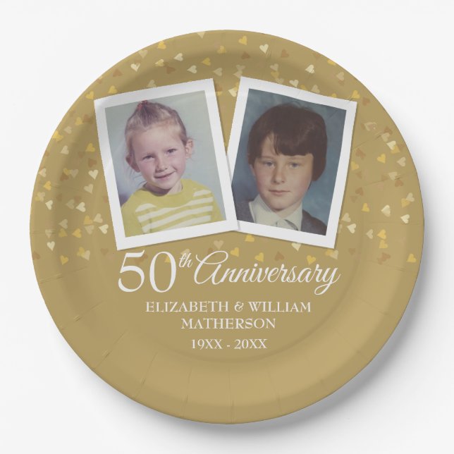 Golden Wedding Anniversary Childhood Photos Paper Plate (Front)