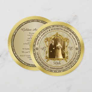 Golden Wedding Anniversary Classic Photo Frame Invitation