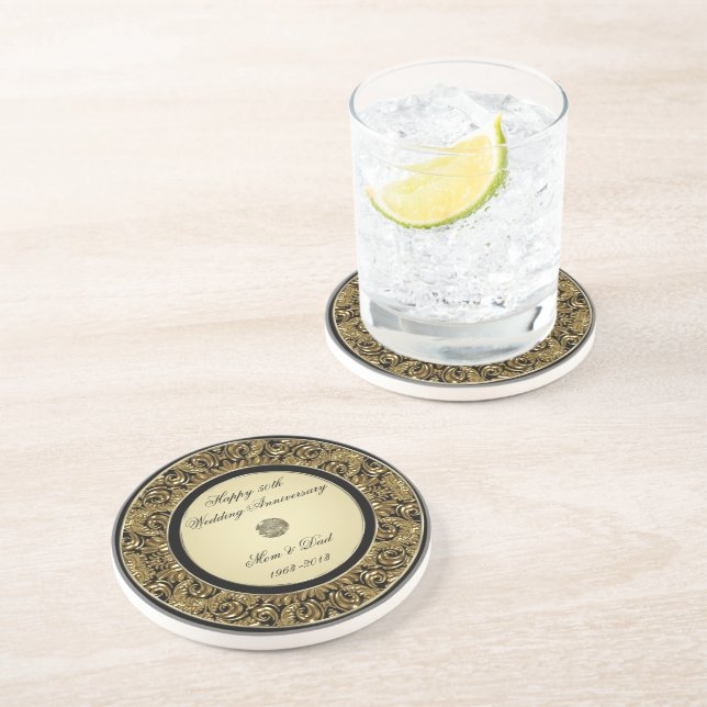 Golden Wedding Anniversary Coaster (Side)
