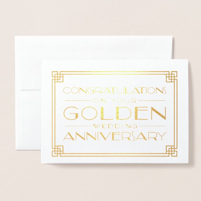 Golden Wedding Anniversary Congratulations Foil Card (Front With Envelope)