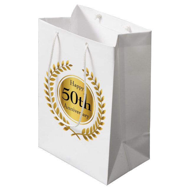 Golden Wedding Anniversary Custom Medium Gift Bag (Front Angled)