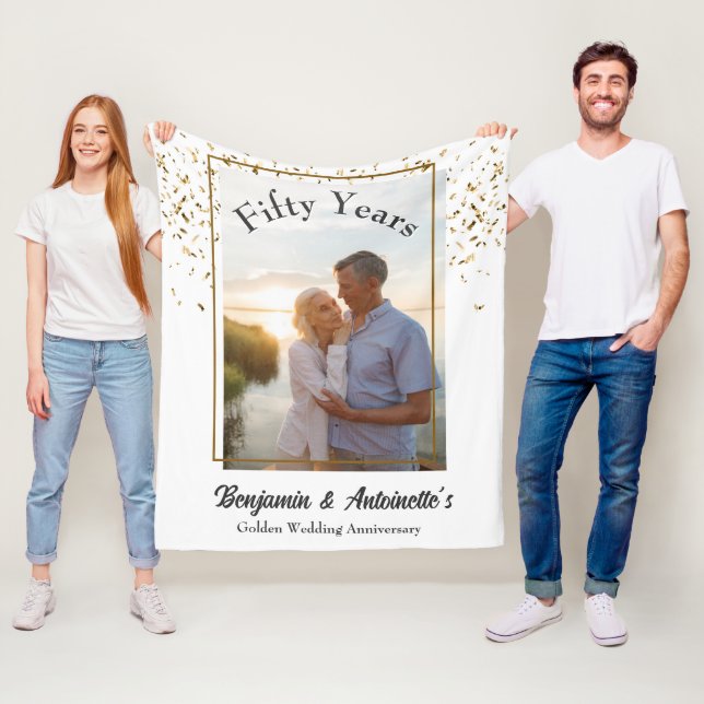 Golden Wedding Anniversary Fleece Blanket (In Situ)