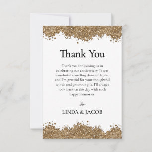Golden Wedding Anniversary Gold Faux Glitter Thank You Card