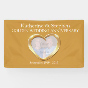 Golden Wedding anniversary heart photo banner