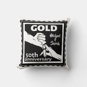Golden wedding anniversary holding hands 50th cushion