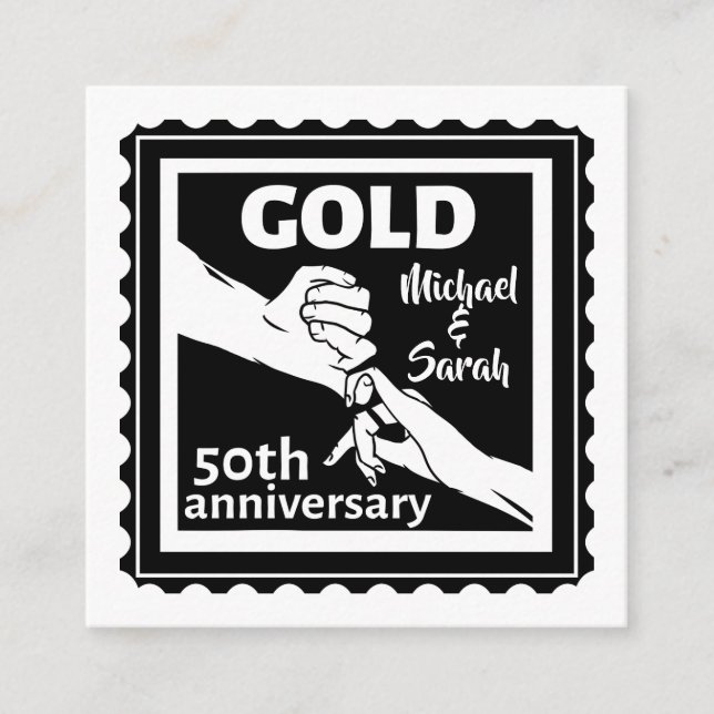 Golden wedding anniversary holding hands 50th enclosure card (Front)