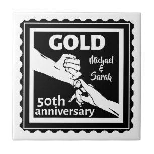 Golden wedding anniversary holding hands 50th tile
