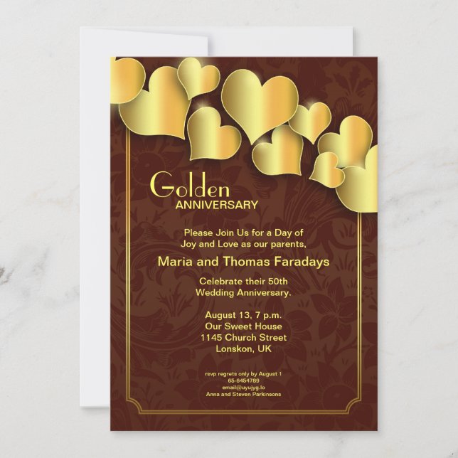 golden wedding anniversary invitation (Front)