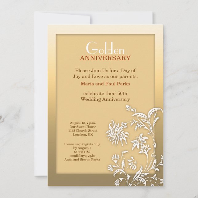 golden wedding anniversary invitation (Front)