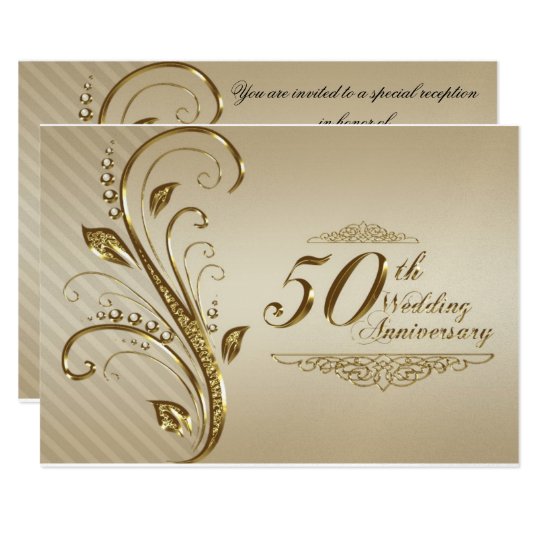 Golden Wedding  Anniversary  Invitation  Card  Zazzle co uk