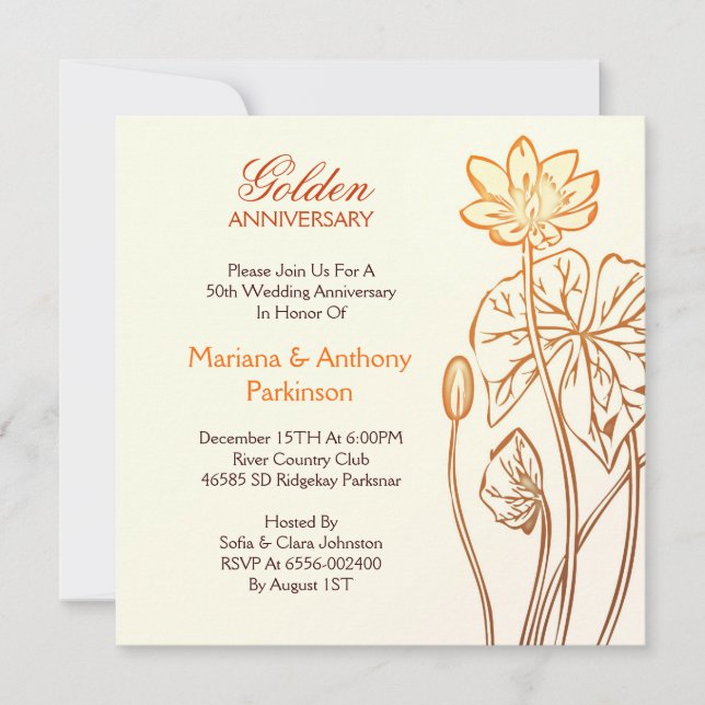 golden wedding anniversary invitations (Front)