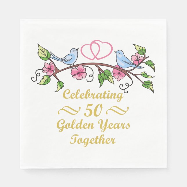 Golden Wedding Anniversary Napkin (Front)