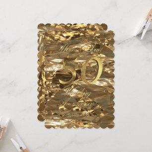 Golden Wedding Anniversary Parents Gold Elegant Card