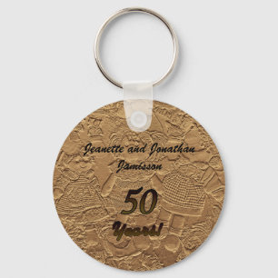 Golden Wedding Anniversary Party Favour Key Chain