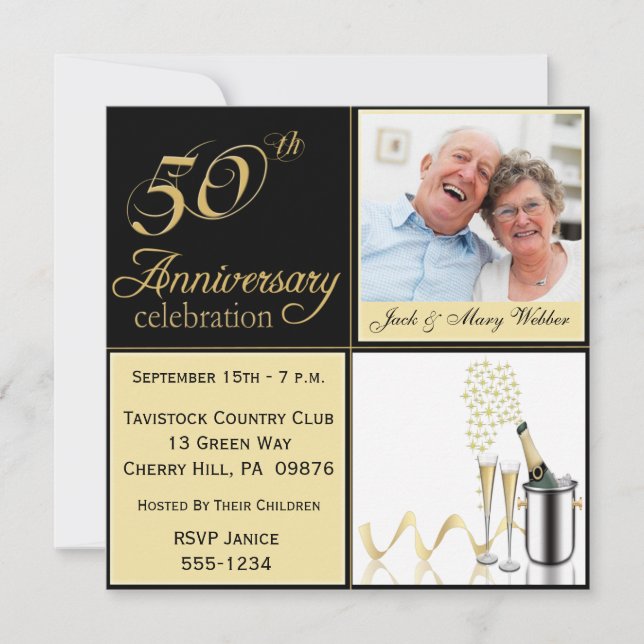 Golden Wedding Anniversary Party Invitations (Front)