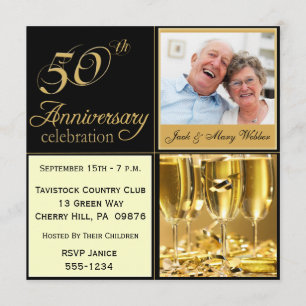 Golden Wedding Anniversary Party Invitations