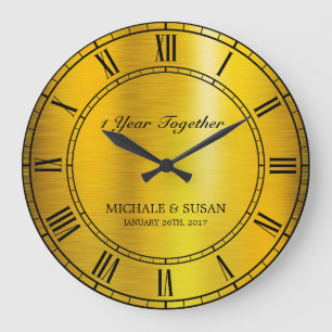 Golden Wedding Anniversary (Personalise) Large Clock