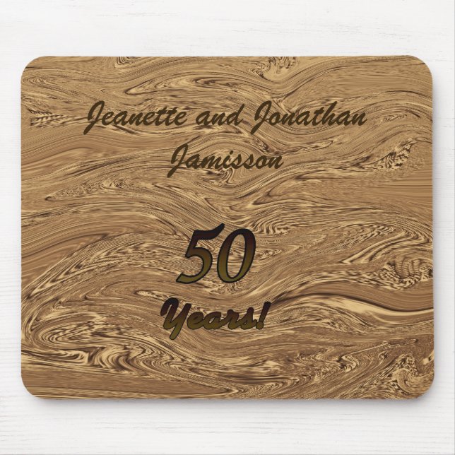 Golden Wedding Anniversary Personalised Name Gold Mouse Mat (Front)