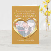 Golden wedding anniversary photo husband card (Yellow Flower)