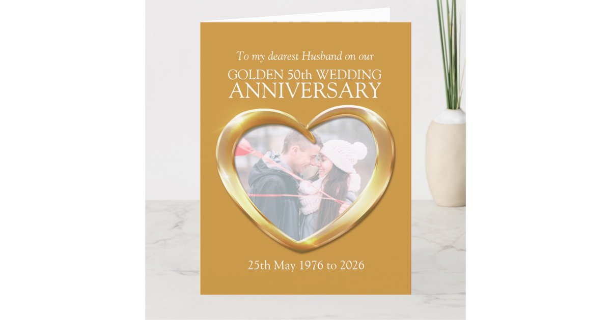 Golden wedding anniversary photo husband card Zazzle.co.uk