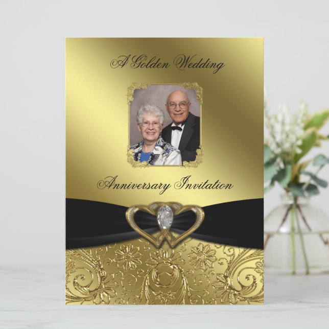 Golden Wedding Anniversary Photo Invitation (Standing Front)