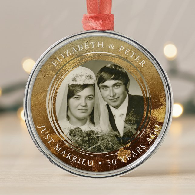 Golden Wedding Anniversary Photo Metal Tree Decoration (Creator Uploaded)