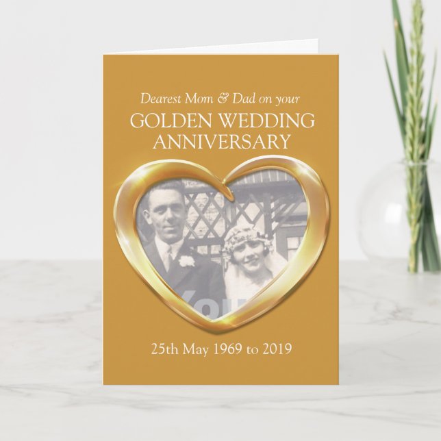 Golden wedding anniversary photo mum & dad card (Front)