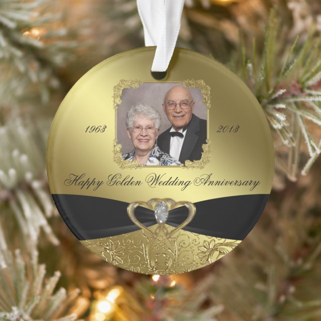 Golden Wedding Anniversary Photo Ornament (Tree)