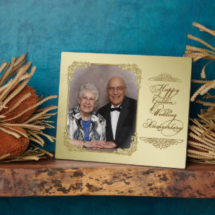 Golden Wedding Anniversary Photo Plaque