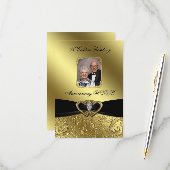 Golden Wedding Anniversary Photo RSVP (Front/Back In Situ)