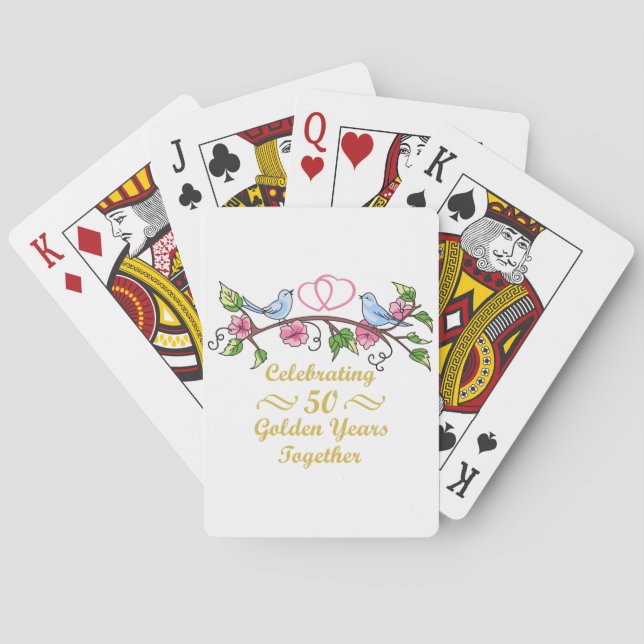 Golden Wedding Anniversary Playing Cards (Back)