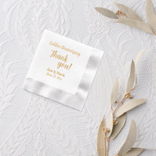 Golden Wedding Anniversary Stylised Thank You Foil Napkins
