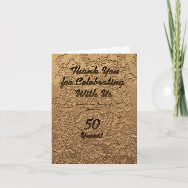 Golden Wedding Anniversary Thank You Note Dolls Card (Front)